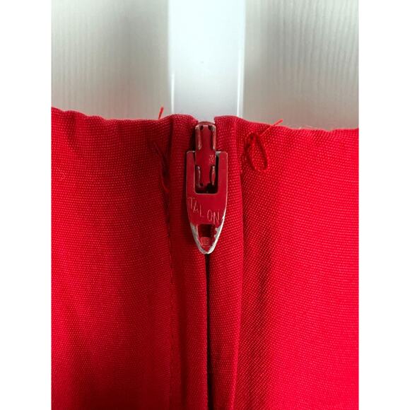 90s Hearts Brand Red Short Sleeve Tie Waist Secretary Midi Dress Size 10 - Picture 5 of 8